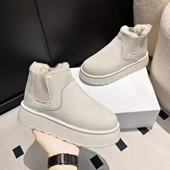Snow boots 2024 autumn and winter new large size classic couple non-slip velvet thickened low tube women s cotton shoes 36