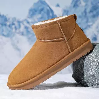 Snow boots 2024 new autumn and winter velvet thickened men s shoes cowhide warm snow cotton shoes versatile casual boots in stock 39