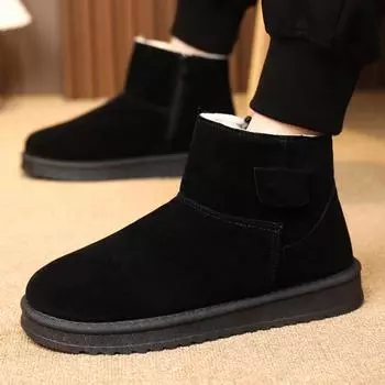 Snow boots are the same for men and women, new high cotton shoes in winter, outdoor warm, piled and thickened, and one-pedal cotton shoes are cold-pr 36 чёрный