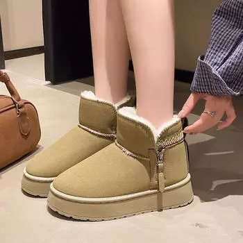 Snow boots cotton shoes women s maroon versatile thickened warm snow boots 2025 winter new velvet thickened cotton boots 36