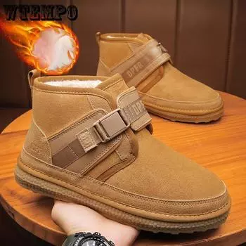 Snow Boots for Men In Winter with Added Fleece Thick Insulation Waterproof Cotton Shoes Men s High Top Men s Shoes Large Size Cotton Boots 39