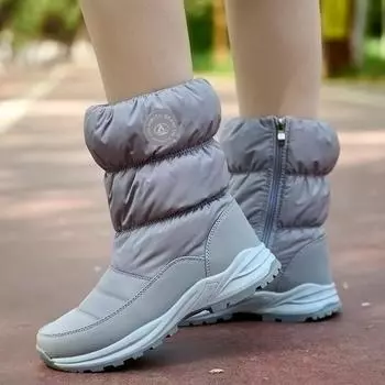 Snow Boots for Women 2024 New Cotton Shoes Winter Plush Booties Thick Sole Women s Shoes Platform Anti Slip Warm Ankle Boots 36 серебряный