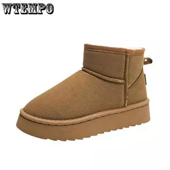 Snow Boots for Women In Winter Short Tube with Plush and Thick Bread Shoes Fashionable and Versatile Waterproof and Anti Slip Cotton Shoes 36