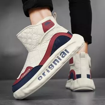 Snow boots men s new men s velvet thickened Northeast platform cotton shoes Velcro warm and cold-proof short boots 39