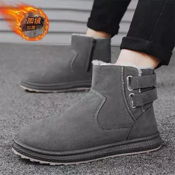 Snow boots men s northeast thickened velvet warm bread shoes casual sleeve low waist Martin boots fashionable winter cotton shoes 39