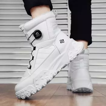 Snow boots men s velvet thickened cold-proof thick-soled Northeast cotton shoes new cold-proof high-tube rotating buckle cotton boots 39