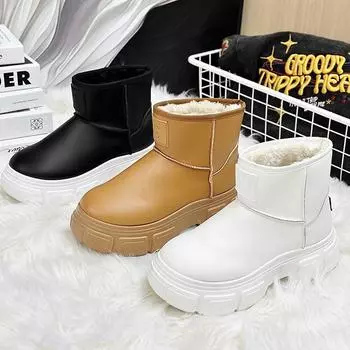 Snow boots men s winter cotton shoes velvet leather waterproof classic high-top British leather boots men s shoes snow boots men s 39 чёрный