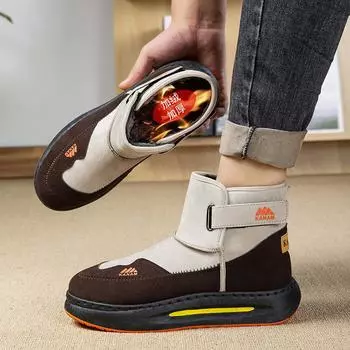 Snow boots men s winter velvet warm northeast down cotton shoes waterproof men s fur integrated cold-proof Martin boots 39 черный серый