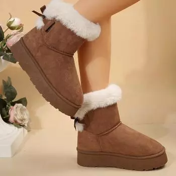 Snow Boots Winter Ladies Shoes women Warm Non-slip Platform Plush Short Boots Casual Round Toe Botas De Mujer Shoes for Women 36 чёрный