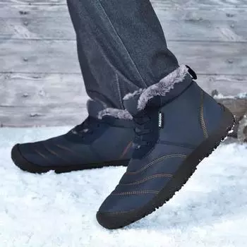 Snow Boots Winter Warm Men 2024 New Plush Non Slip Comfortable Wear-resistant High Top Boots Outdoor Fishing Casual Shoes Travel 38 чёрный