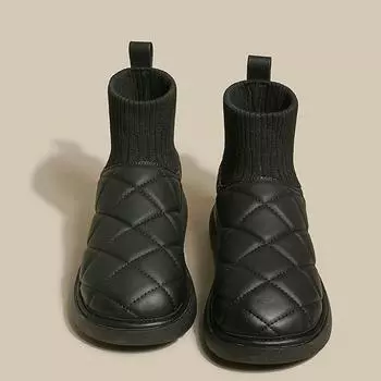 Snow boots women s 2024 new fashionable thick-soled autumn and winter piled and thickened outer wear non-slip warm large cotton shoes 35