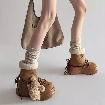 Snow boots women s 2024 new Internet celebrity explosion thick-soled half-drag piled thickened Northeast cold warm cotton shoes 35