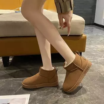 Snow boots women s 2024 new thickened cotton shoes women s cotton boots piled short outer boots women s one pedal 36 жёлтый