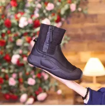 Snow boots women s 2024 new winter velvet thickened cotton shoes thick sole heightening boots women s long boots look thin 35 чёрный