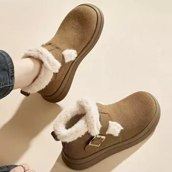 Snow boots women s 2024 winter new velvet thermal short tube student cotton boots thick-soled non-slip thickened cotton shoes 35