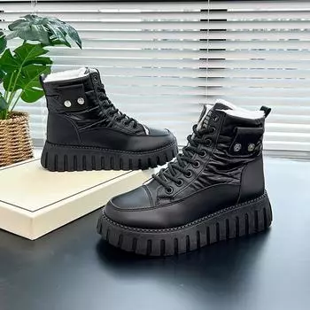 Snow boots women s 2024 winter new women s shoes short tube warm cotton shoes piled thickened shoes women s boots shoes ZY12297 35 бежевый