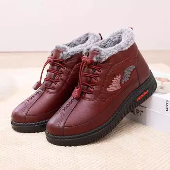 Snow boots women s autumn and winter velvet women s shoes cotton shoes women s one-pedal non-slip thick-soled mother shoes fashionable height-increas 35 чёрный