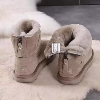 Snow boots women s cow anti-velvet piled thickened rubber women s winter new sleeve thermal cotton boots women s shoes 35