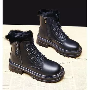 Snow boots women s shoes 2024 new boots fleece shoes thickened cotton shoes winter short boots platform Martin boots winter shoes 35