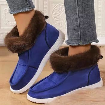 Snow boots women s velvet high-top women s shoes 2024 new winter velvet warm foot boots casual cotton shoes 36 чёрный