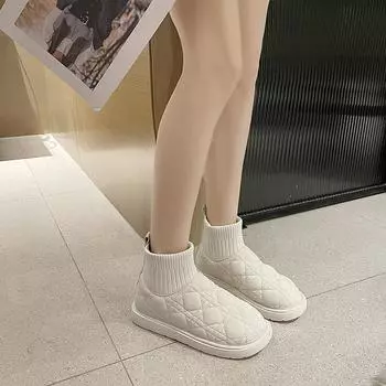 Snow boots women s winter 2024 new velvet thickened warm cotton shoes short cotton boots waterproof soft-soled bread shoes 35