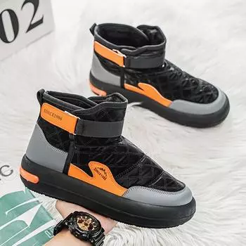 Snow boots youth velvet thickened bread shoes high-top warm cotton shoes waterproof outdoor men s shoes 39