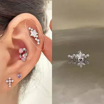 Snow Country Love Letter | Ringring Store XINGX Titanium Steel Stud Earrings Edge Ear Bone Stud Zircon Exquisite Earrings Earrings Snow country love letter 1