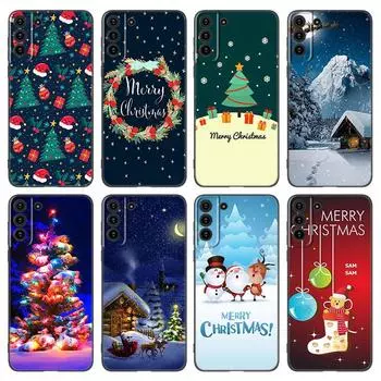 Snow Merry Christmas Phone Case For Samsung Galaxy S20 S21 FE S22 Ultra S10 Lite S10E S9 S8 Plus S7 Edge Soft TPU Black Cover Samsung S10E