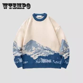 Snow Mountain Вязаный джемпер свитера уличная одежда для мужчин хип-хоп Harajuku пуловер трикотаж топы модная трикотажная верхняя одежда для мужчин M синий