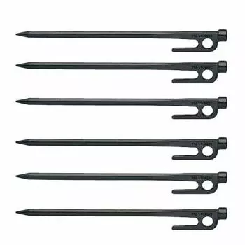 Snow Peak Solid Stake 20 [Set of 6] R-102 Alloy Steel Sturdy, Durable Black