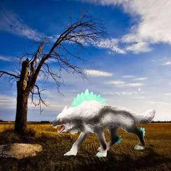 Snow Wolf Lifelike Werewolf Model Toy High Simulation Shape Decoration 6.3X3.35X1.57 inches (16X8.5X4cm)