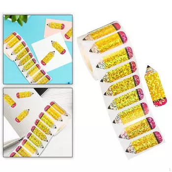 Снова в школу Наклейки в рулоне, Голографические, Товары для вечеринок, Декор для конвертов и скрапбукинга, Печать-карандаш