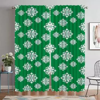 Snowflake Christmas Shades Modern Living Room Curtains 2 Pieces Blackout Curtain for Room 2 Panel Halloween Decoration Partition W50xH70cmx2pcs-CL