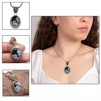 Камень Снежинка Унисекс Женский Подарок для Неё Серебряная Подвеска 1,5