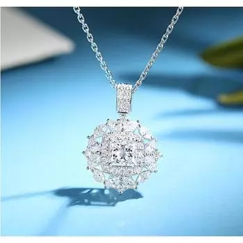 Snowflake Pearl Pendant European and American Super Flash Zircon Temperament Versatile Necklace Short Collarbone Chain