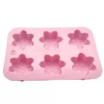Силиконовая форма «Снежинка», 6 упаковок, форма для выпечки, для приготовления горячего шоколадного торта-бомбы, желе, купола, мусса, розового цвета, 3 дюйма