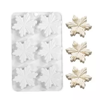 Snowflake Silicone Mold Christmas Chocolate Molds Winter Candy Fondant Silicone 6 Grids Snowflake Ice Cube Mold Chocolate белый