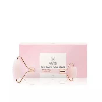 Snowfox Premium FOX Роликовый ролик для лица из розового кварца для глаз, натуральный камень, уход за кожей, маленькое лицо, лифтинг, массаж, тонкие линии розовый