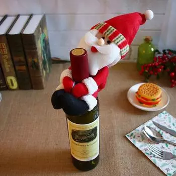Snowman Christmas Santa Elf Wine Bottle Cover Table Party Decor Xmas Ornaments Santa Claus