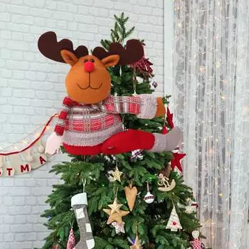 Snowman/Elk/Santa Claus Unique Funny Xmas Plush Stuffed Decor Xmas Plush Stuffed Decor for Christmas Tree Wine Bottle Curtain