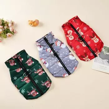 Snowman Print Dog Jacket For Small Medium Dogs Cats Autumn Winter Waterproof Windproof Puppy Clothes Yorkshire Pug Warm Costumes S