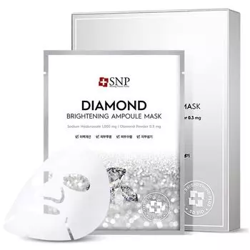 SNP Маска Diamond Brightening Ampoule Mask, отбеливание + антивозрастной уход + детоксикация, увлажнение, корейская косметика, Kbeauty, образец