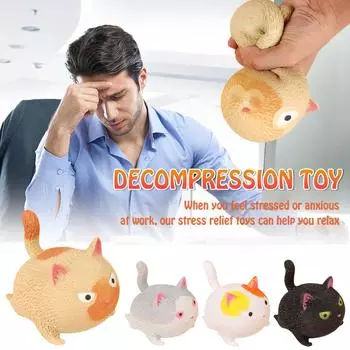 Снятие стресса, сжимание сердитых кошачьих шариков для детей и взрослых, креативная красочная мягкая новинка, ручка для рук серый