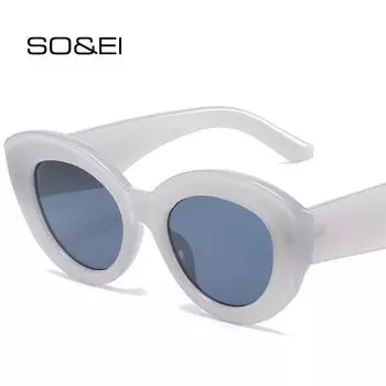 SO & EI модные большие солнцезащитные очки «кошачий глаз» женские ретро желе в полоску очки UV400 мужские круглые солнцезащитные очки