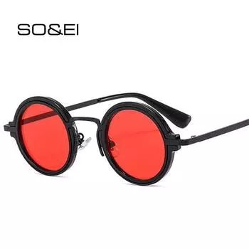 SO & EI модные маленькие круглые мужские солнцезащитные очки в стиле панк ретро прозрачные градиентные оттенки UV400 женские трендовые солнцезащитные очки Pattern green tea