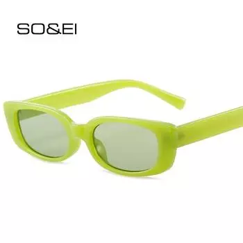 SO & EI модные маленькие прямоугольные солнцезащитные очки женские винтажные желе чайные зеленые трендовые мужские квадратные солнцезащитные очки с градиентом