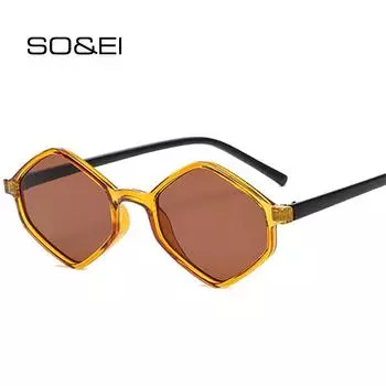 SO & EI модные многоугольные квадратные женские солнцезащитные очки в стиле ретро, синие, розовые оттенки, UV400, мужские трендовые солнцезащитные очки