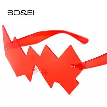 SO & EI модные уникальные женские солнцезащитные очки без оправы в стиле ретро, прозрачные солнцезащитные очки в стиле океана, солнцезащитные очки UV400, мужские цельные солнцезащитные очки