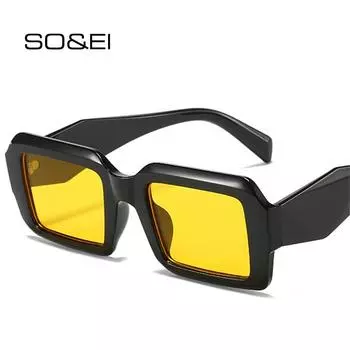 SO & EI, популярные модные квадратные солнцезащитные очки для женщин, яркие цвета, оттенки UV400, ретро брендовые дизайнерские мужские трендовые солнцезащитные очки