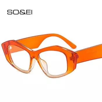 SO & EI ретро полигон кошачий глаз женские очки оправа модные прозрачные линзы очки мужские оранжевые леопардовые оптическая оправа